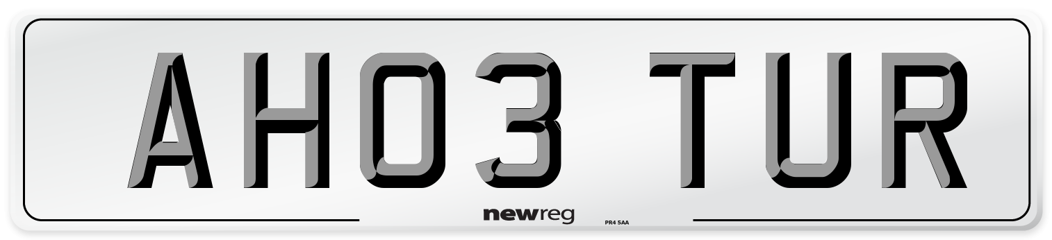 AH03 TUR Number Plate from New Reg